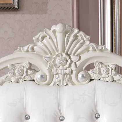 White Fancy French Style 8-Piece Home Bedroom Furniture Set