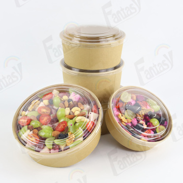 Disposable Kraft Paper Salad Bowl With Lid