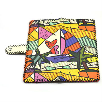 Girls Leather Wallet Painted Leather Wallet Comic Leather Wallet