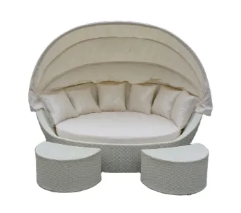 Large Outdoor Rattan Round Daybed Lounge Sofa