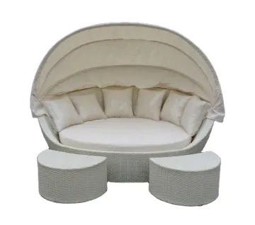 Large Outdoor Rattan Round Daybed Lounge Sofa