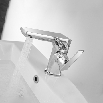 Brass square plating bathroom basin faucet