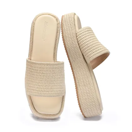 Woven Straw Flatform Beach Sandals Women