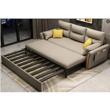 Collapsible Retractable Sofa Bed with Two Beds, Cotton Linen, 1.38m Long