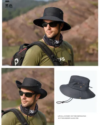 Outdoor men climbing sun hat large brim breathable