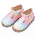 Rainbow Leather Kids Girls T Bar Zapatos