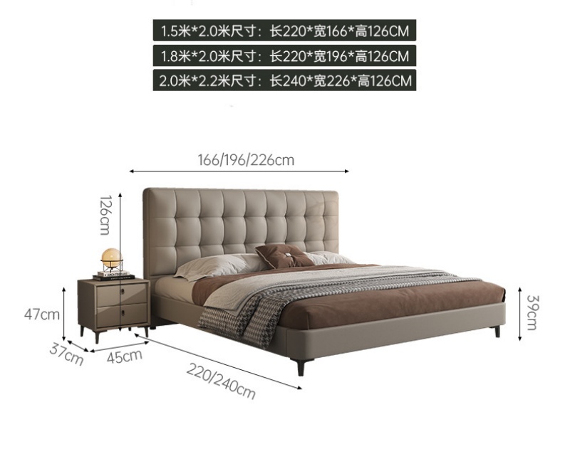 Cream white leather bed (19)