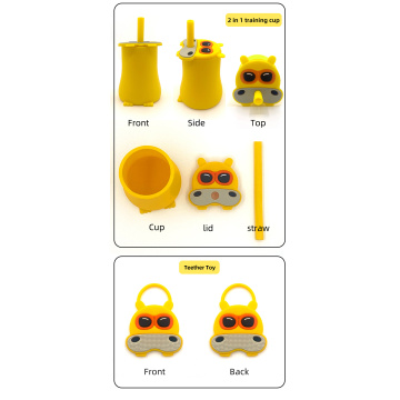 Custom Hippo Toddlers Cup with Straw Silicone Cups