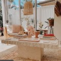 Tavolo in pietra di travertino italiano design rotto
