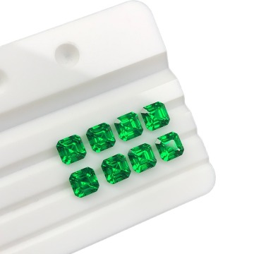 Custom Top Quality Synthetic Light Green Asscher Cut Lab Grown Green Loose Gemstone