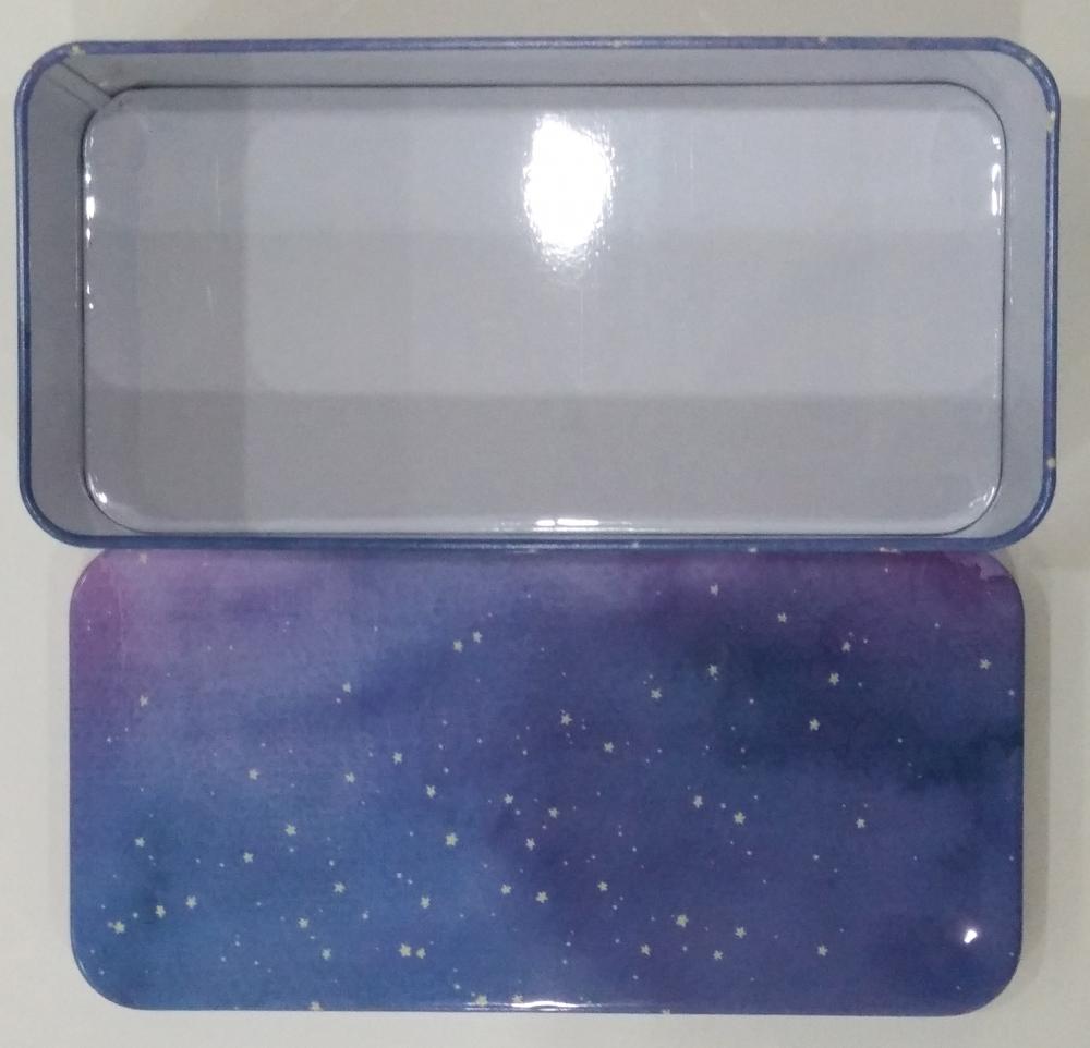 Rectangular Stationery Tin Box with Star Printing