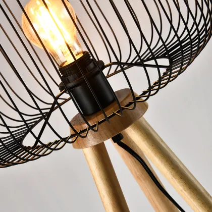 HUAYI Antique Design Iron Wood Floor Standing Lamp