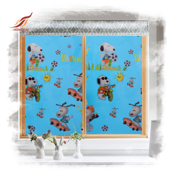 Blue cartoon dog static self adhesive glass film