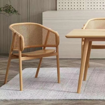 High Quality Wooden Home Furniture Rattan Wicker Back with Soft Cushion Wood Kitchen Dining Chair
