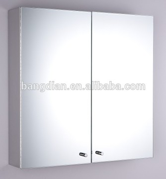 Best quality bathroom stainless steel double doors mirror cabinet design