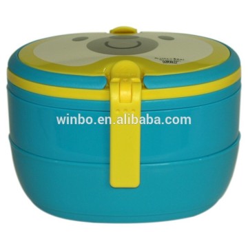 Three layers lunch box with handle and plastic safe material