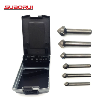 Borui 6pcs 3 Flute 90 Degree HSS Chamfer Cutter End Mill Drill Bit Set (6.3-20.5MM)