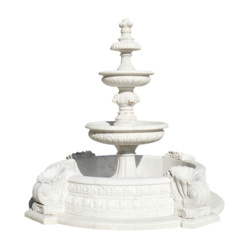 Luxury White Marble Tiered Carved Fountain Gardens Interiors