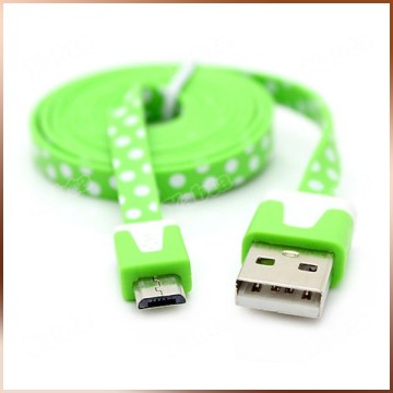Green 1M Flat 5 Pin Micro To USB 2.0 Printed Data Cable For Android Phone