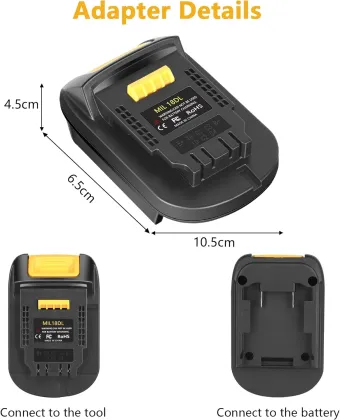 MIL18DL Battery Adapter: 18V Milwaukee to 20V Dewalt Lithium Battery Converter