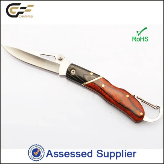 Carabiner Wood Stamina Handle Folding Pocket Knife/craft knife for sale