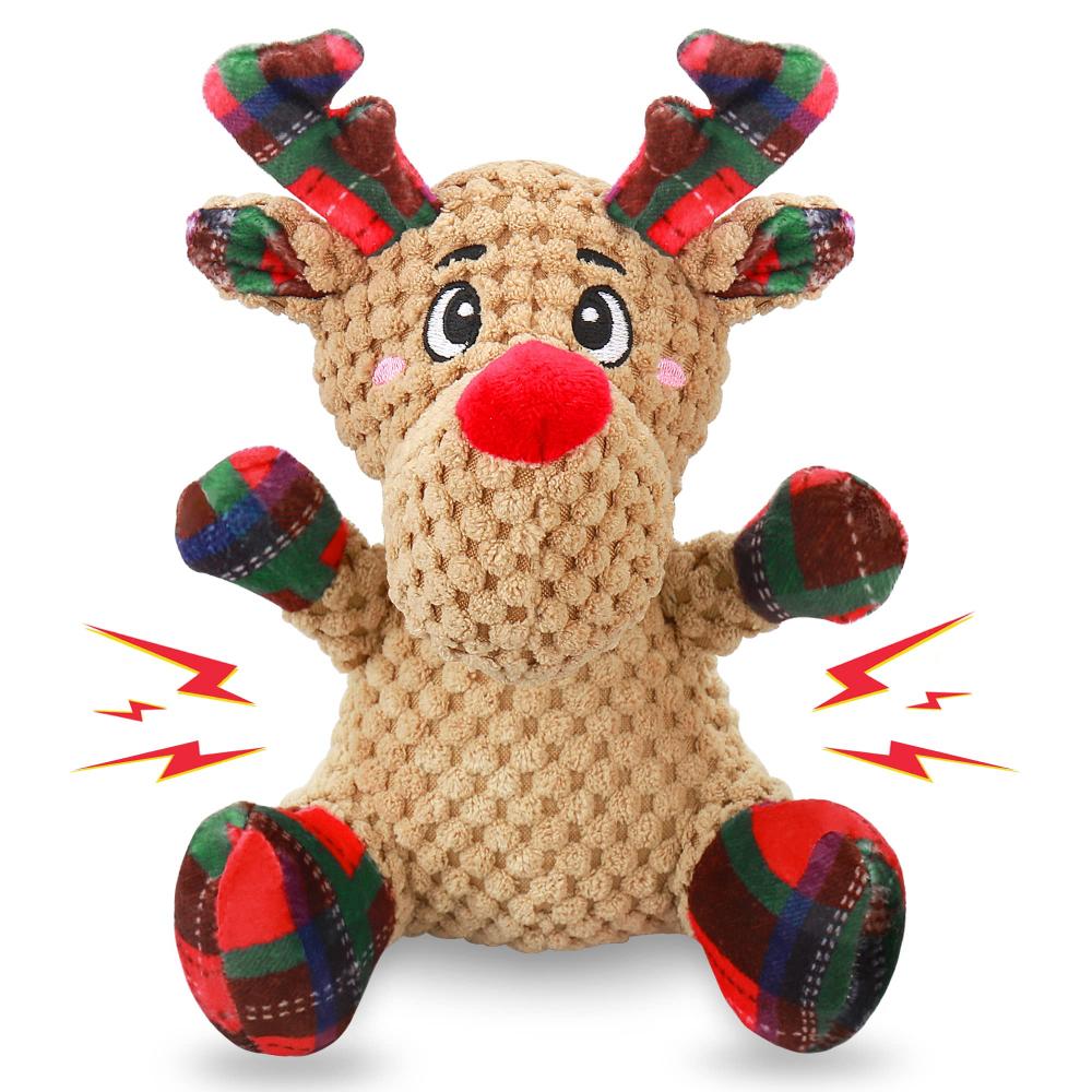 犬のクリスマスのおもちゃ、きしみ声、2パックの犬のおもちゃとしわのある紙、小犬用のインタラクティブなぬいぐるみのおもちゃ。