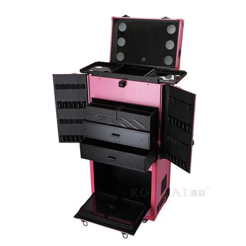 Professional Pink Mobile Makeup Case With Lights JY02-M