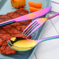 Colher de garfo de faca eco-friendly colorido novo arco-íris