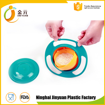 High quality Food Grade PP Gyro 360 degrees rotating kid feeding flying bowl baby UFO bowl
