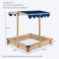 Kids Sandbox with Canopy Wooden Sandpit for Toddlers