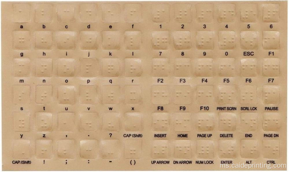Pelekat papan kekunci braille untuk cacat penglihatan