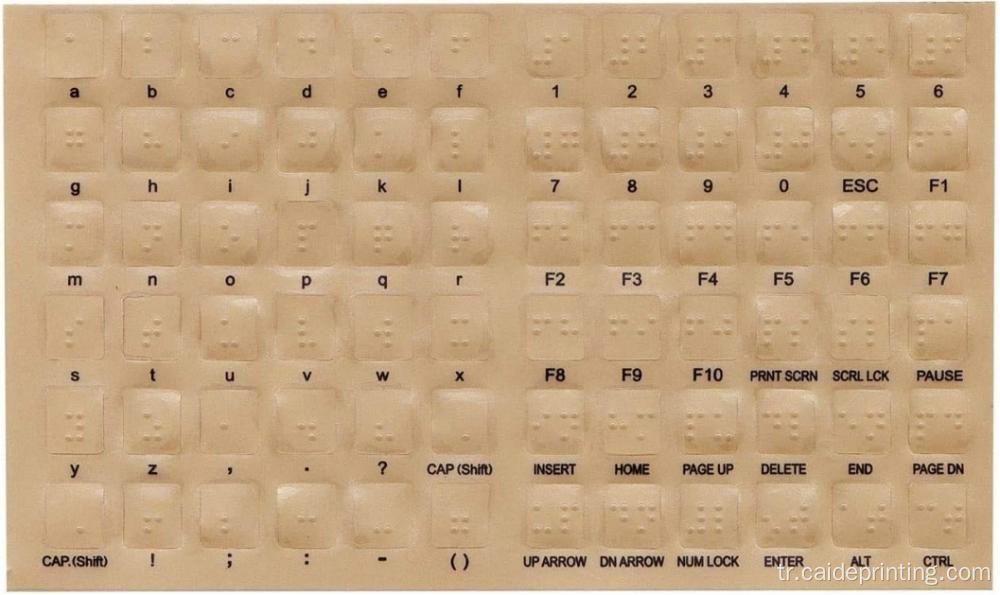 Görme engelli için Braille klavye çıkartmaları