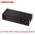 20 Ports 4PD+16QC -laddare (400W)