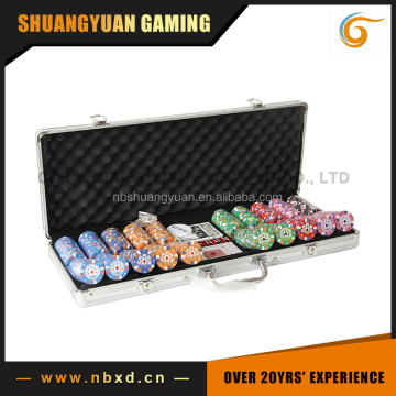 500pcs 14g Clay Poker Chip Set with Aluminum Case - High-Quality Casino Style Chips