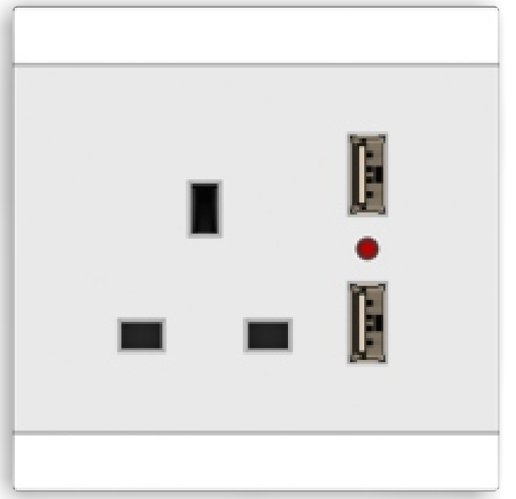 Wall one gang USB with square socket