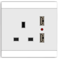 Wall one gang USB with square socket