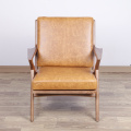 Drewniane krzesło wypoczynkowe Selig ze skóry woskowej