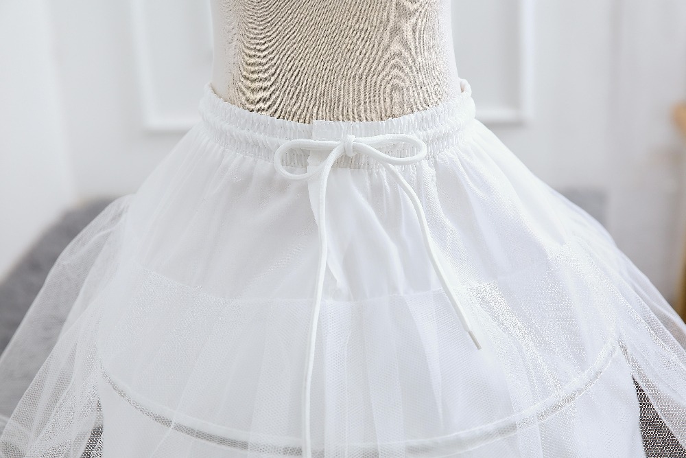 Formal White Girl Skirt Petticoat One Layer Kids Crinoline Lace Trim Flower Girls Dress Underskirt Elastic Waist Drawstring