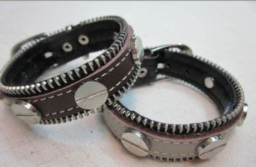 Popularity with metal clasps for leather zipper bracelets 2013