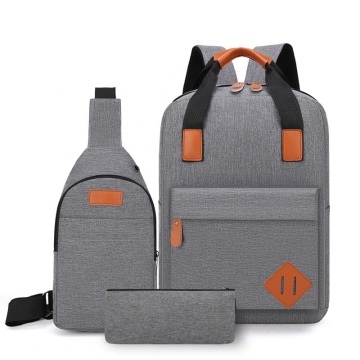 Wholesale 3 IN 1 Set Men's Business Travel Backpack 600D Polyester Laptop Backpacks & Fanny Pack School Bags With USB