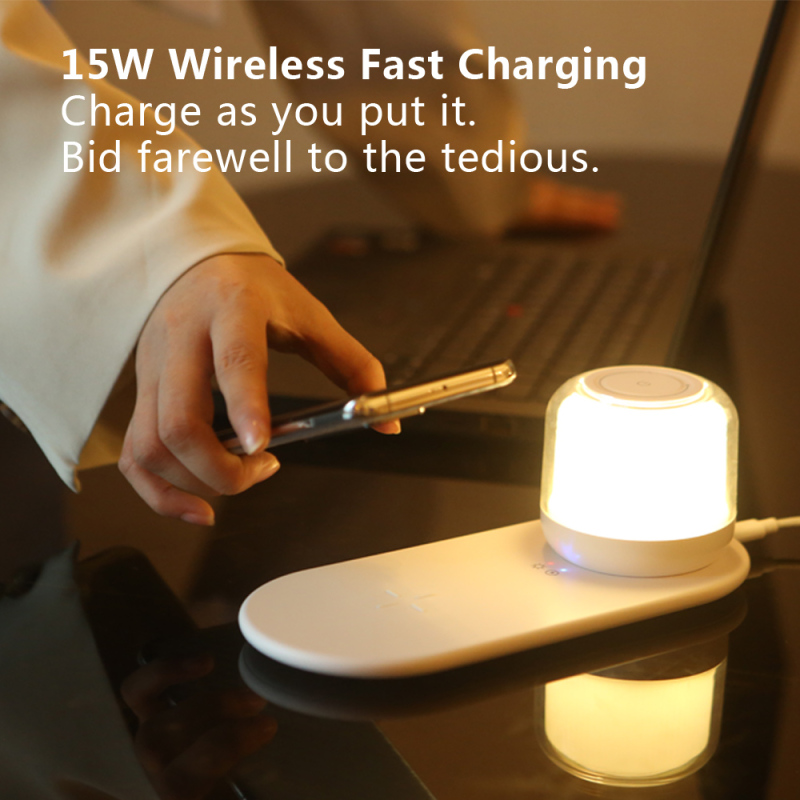 Wireless Charger Table Lamp Multifunction Digital Clock Bedside Table with Alarm Clock
