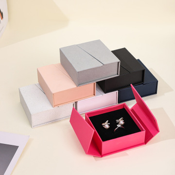 A1 Custom Double Open Magnet Flip-up Suspension Box Necklace Earrings Ring Badge Jewelry Gift Box