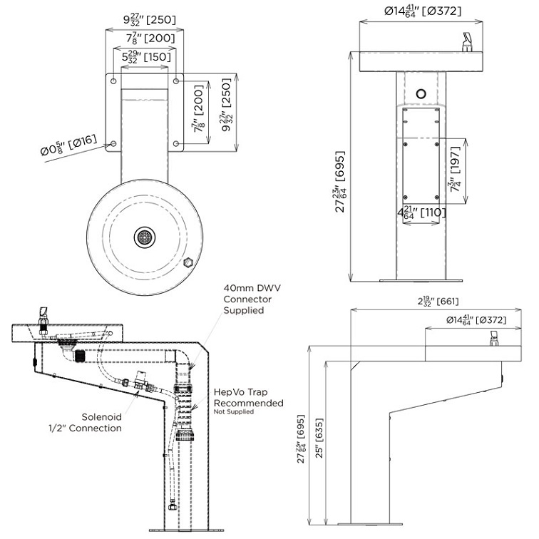 dimension of outdoor drinking water fountain