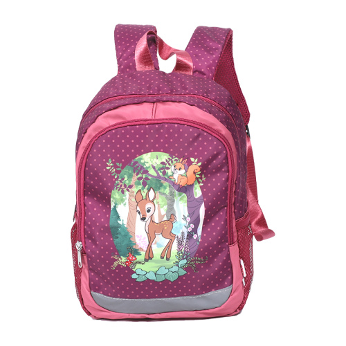 紫色の漫画鹿のパターン子供の大容量軽量の快適なバックパック