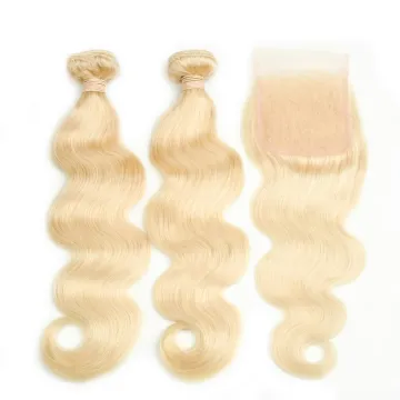 Cambodian hair vendors wholesale Cambodian blonde 613 body wave virgin hair bundles with closure