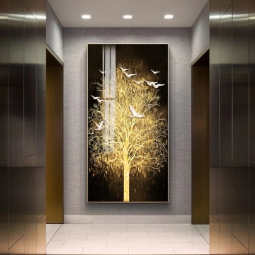 Nordic Abstract Canvas Art for Living Room: Golden Wall Print Decor