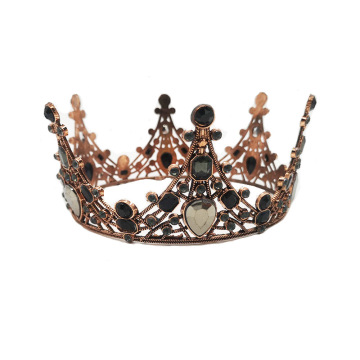 Brave Light Gothic Vintage Black Beads Tiara Crowns for Women - Wedding Party Hair Accessories