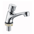 Bathroom chrome plated time delay push button faucet