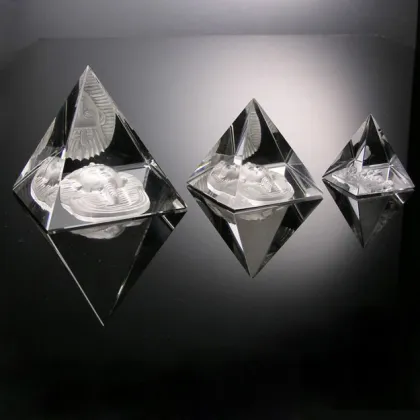 Mysterious Glass Sphinx Pyramid Crystal Engraving