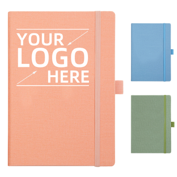 Custom Printed Linen Fabric Journals with Elastic Band